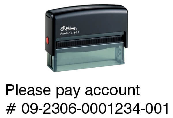 Please pay account number stamp
