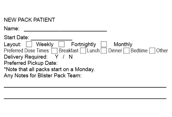 74x37mm Chemist Stamp New Pack Patient
