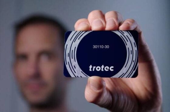 trolase business card black cuts white