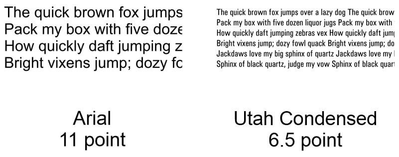 trodat 4912 font sizes comparison