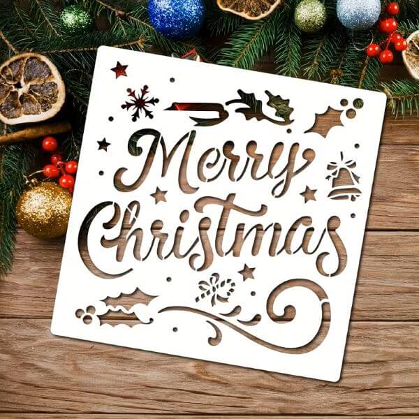 stencil laser engraving merry christmas stencil